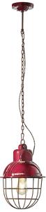 Lampadario Industrial Ferro E Ceramica Con Rete Vintage Bordeaux 1 Luce E27 26Cm