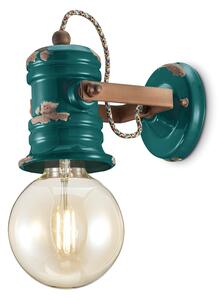 Applique Industrial Minimal Urban Ferro E Ceramica Vintage Verde 1 Luce E27