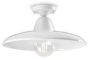 Plafoniera Industrial Minimal Nordico B&W Metallo Smaltato Bianco 1 Luce E27
