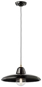 Lampadario Industrial Minimal Nordico B&W Metallo Smaltato Nero 1 Luce E27