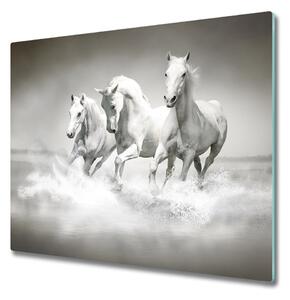 Tagliere in vetro Cavalli bianchi 60x52 cm
