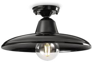 Plafoniera Industrial Minimal Nordico B&W Metallo Smaltato Nero 1 Luce E27