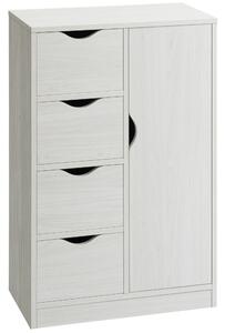 HOMCOM Mobile Bagno con 4 Cassetti, Armadietto a 2 Livelli e Maniglie Ritagliate, in Legno, 54x29x83 cm, Bianco | Aosom Italy