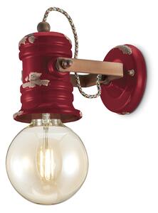 Applique Industrial Minimal Urban Ferro E Ceramica Vintage Bordeaux 1 Luce E27