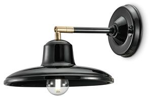Applique Industrial Minimal Nordico B&W Metallo Smaltato Nero 1 Luce E14