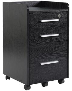 HOMCOM Cassettiera Portadocumenti in Legno a 3 Cassetti con Chiavi di Sicurezza e 5 Ruote, 39.2x40x65.4 cm, Nero | Aosom Italy