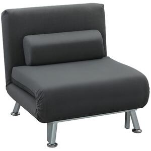HOMCOM Poltrona Letto salvaspazio con Schienale Regolabile in 5 posizioni, 3 in1 e Cuscino in Tessuto Effetto Lino, Grigio Scuro | Aosom Italy