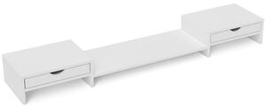 HOMCOM Supporto per Monitor da Scrivania con 2 Cassetti, 3 Spazi Sottostanti, Fino a 14kg, 60-116x22x12 cm, Bianco | Aosom Italy