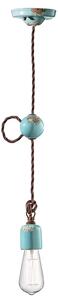 Sospensione Vintage Ceramica Azzurra 1 Luce E27