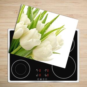 Tagliere in vetro Tulipani bianchi 60x52 cm