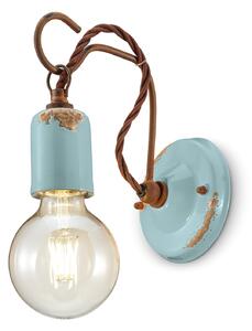 Applique Vintage Ceramica Azzurra Con Filamento 1 Luce E27