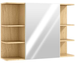 HOMCOM Specchiera Bagno con Armadietto a 2 Ripiani e 6 Vani Aperti, 80x20x59 cm, Legno | Aosom Italy