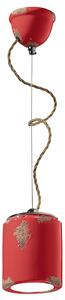Lampadario Vintage Ceramica Rossa 1 Luce E27