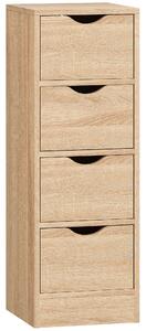 HOMCOM Mobile Bagno Salvaspazio con 4 Cassetti e Maniglie Intagliate Stile Nordico, 29x29x83 cm, Legno Naturale | Aosom Italy