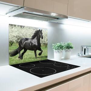Tagliere in vetro Fiori di cavallo nero 60x52 cm