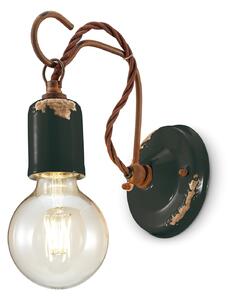 Applique Vintage Ceramica Nera Con Filamento 1 Luce E27