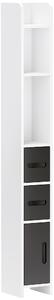 Kleankin Colonna Bagno con 3 Mensole e 3 Armadietti, in Legno, 15x17x120 cm, Bianco e Nero | Aosom Italy