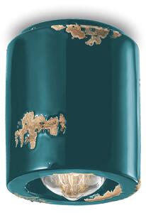 Plafoniera Vintage Cilindrica Ceramica Verde 1 Luce E27