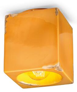 Plafoniera Vintage Cubo Ceramica Gialla 1 Luce E27