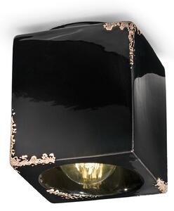 Plafoniera Vintage Cubica Ceramica Nera 1 Luce E27