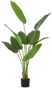 HOMCOM Pianta Artificiale da 160 cm a 10 Foglie in PEVA Verde con Vaso da Ø16.5x13.5 cm | Aosom Italy