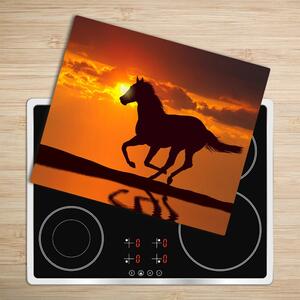 Tagliere in vetro Cavallo tramonto 60x52 cm