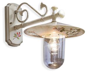 Applique Esterno Classica Genova Metallo Ceramica Bianco Sfumato Oro 1 Luce E27