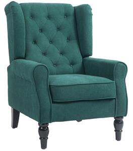HOMCOM Poltrona per Salotto in Stile Francese con Seduta Imbottita e Cuscini, in Poliestere, 74x86x102 cm, Verde Scuro | Aosom Italy