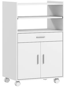 HOMCOM Mobile Microonde in Legno con Cassetto, Armadietto a 2 Ante e 2 Ripiani, 59x40x92 cm, Bianco | Aosom Italy
