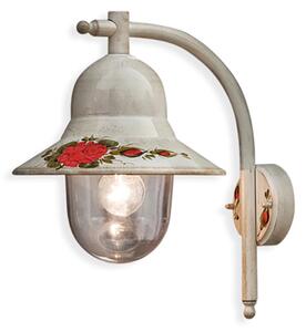Applique Esterno Classica Imperia Metallo Ceramica Bianco Sfumato 1 Luce E27