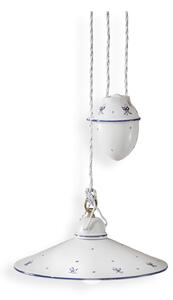 Sospensione Saliscendi Classica Asti Ceramica E Ottone Decorato 30 Cm 1 Luce E27