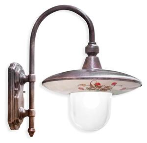 Applique Esterno Classica Latina Metallo Ceramica Nero Sfumato Rame 1 Luce E27