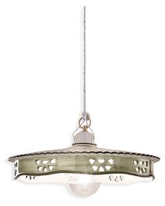 Lampadario Classico Alessandria Ceramica E Ottone Satinato 1 Luce E27