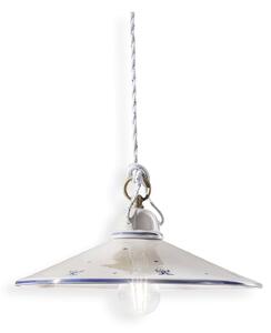 Sospensione Classica Asti Ceramica E Ottone Decorato Filo Blu 20Cm 1 Luce E27