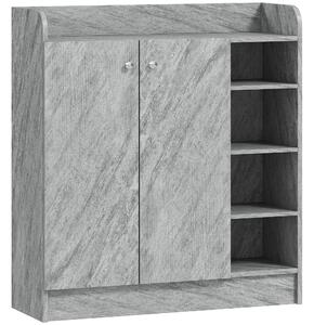 HOMCOM Scarpiera Moderna in Legno con 4 Ripiani Aperti e Armadietto per 12 Paia, 83x30x90 cm, Grigio Cemento | Aosom Italy