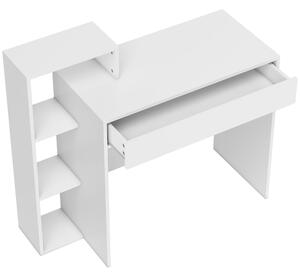 HOMCOM Scrivania PC Moderna con 3 Ripiani Aperti e Cassetto, in Legno Bianco, 100x40x90 cm | Aosom Italy