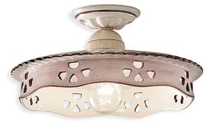 Plafoniera Classica Alessandria Ceramica Bianco Sfumato Oro 1 Luce E27