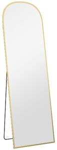 HOMCOM Specchio da Terra e Parete Moderno in Lega di Alluminio con Supporto Pieghevole, 50x170cm, Oro | Aosom Italy