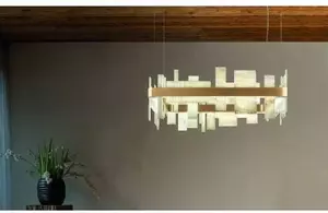 MASIERO Honicè S80 lampadario quadrato led in Honice e metallo