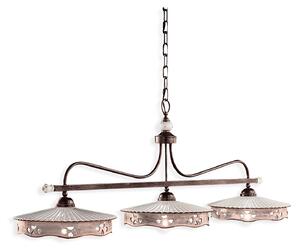 Lampadario Classico Alessandria Ferro E Ceramica Nero Sfumato Rame 3 Luci E27