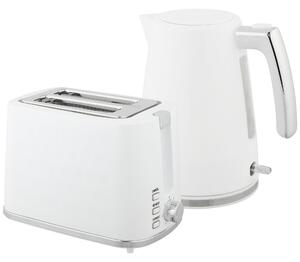 HOMCOM Set Bollitore Elettrico da 1.7L 2200W con Termostato e Tostapane Doppio con 7 Livelli di Doratura, Bianco | Aosom Italy
