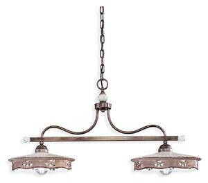 Lampadario Classico Alessandria Ferro E Ceramica Nero Sfumato Rame 2 Luci E27