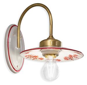 Applique Classica Asti Ferro E Ceramica Ottone Satinato Decorato 1 Luce E27