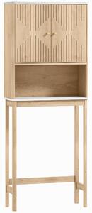 HOMCOM Mobile Sopra WC con Armadietto a 2 Ante e Ripiano Aperto, Barra Inferiore, 66x25x168 cm, Rovere | Aosom Italy