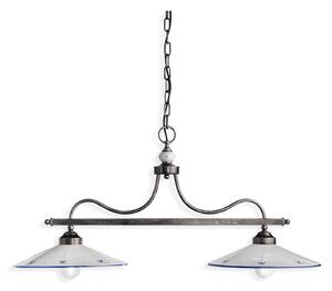 Lampadario Classico Asti Metallo E Ceramica Nero Sfumato Argento 2 Luci E27