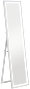 HOMCOM Specchio Illuminato con Luci LED Regolabili e Pulsante Touch, in Vetro e MDF, 40x5x160 cm, Bianco | Aosom Italy