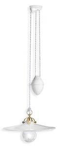 Sospensione Saliscendi Classico Asti Ferro E Ceramica Ottone Decorato 1 Luce E27