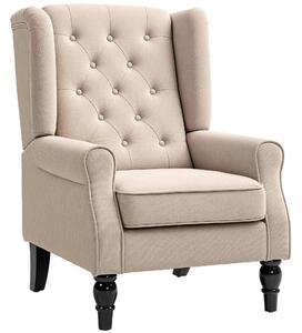 HOMCOM Poltrona per Salotto in Stile Francese con Seduta Imbottita e Cuscini, in Poliestere, 74x86x102 cm, Beige | Aosom Italy