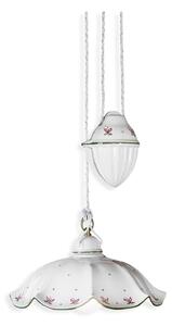Lampadario Saliscendi Classico Belluno Ceramica E Ottone Decorato 1 Luce E27