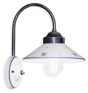 Applique Classica Asti Ottone E Ceramica Nero Sfumato Argento 1 Luce E27